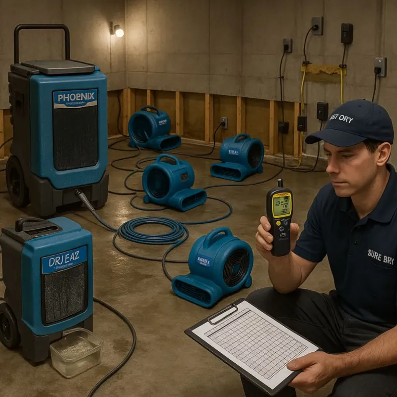 Structural Drying and Dehumidification process in Churchville, NY